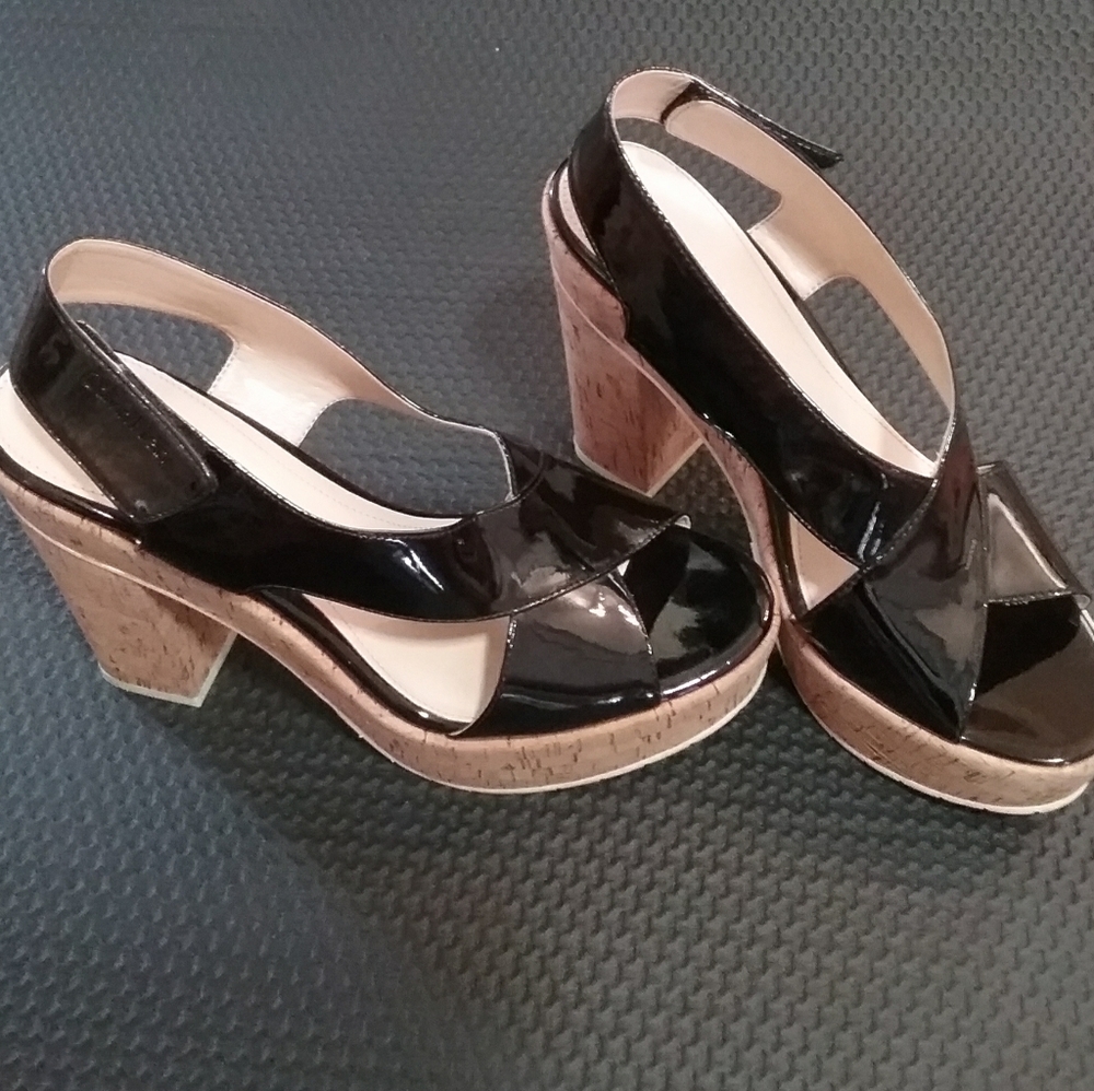 Calvin Klein Patent leather Velcro strap 5 in heel